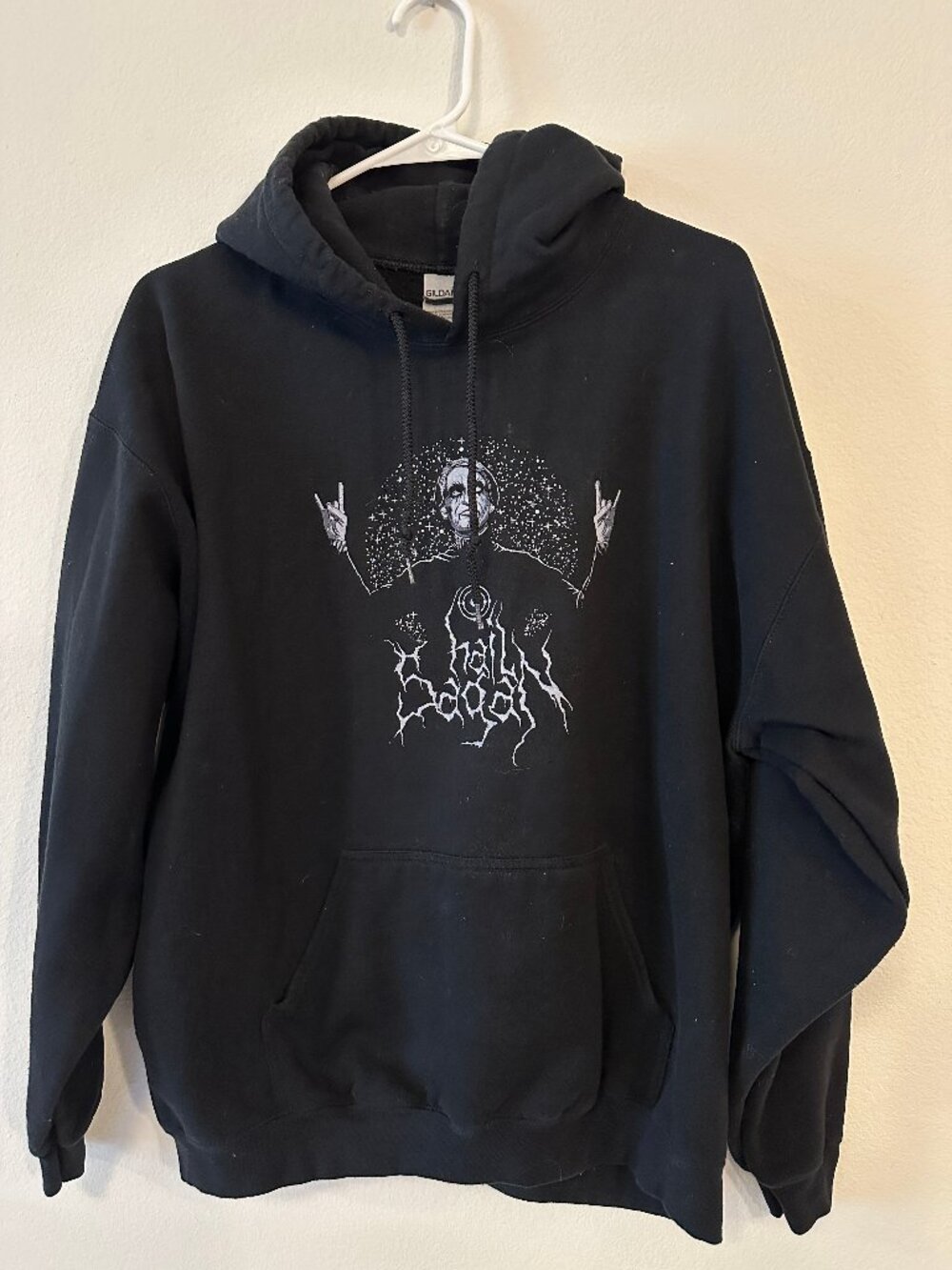 Hail Sagan Black Graphic Hoodie Gildan Heavy Blend Pullover Men's Large Band
